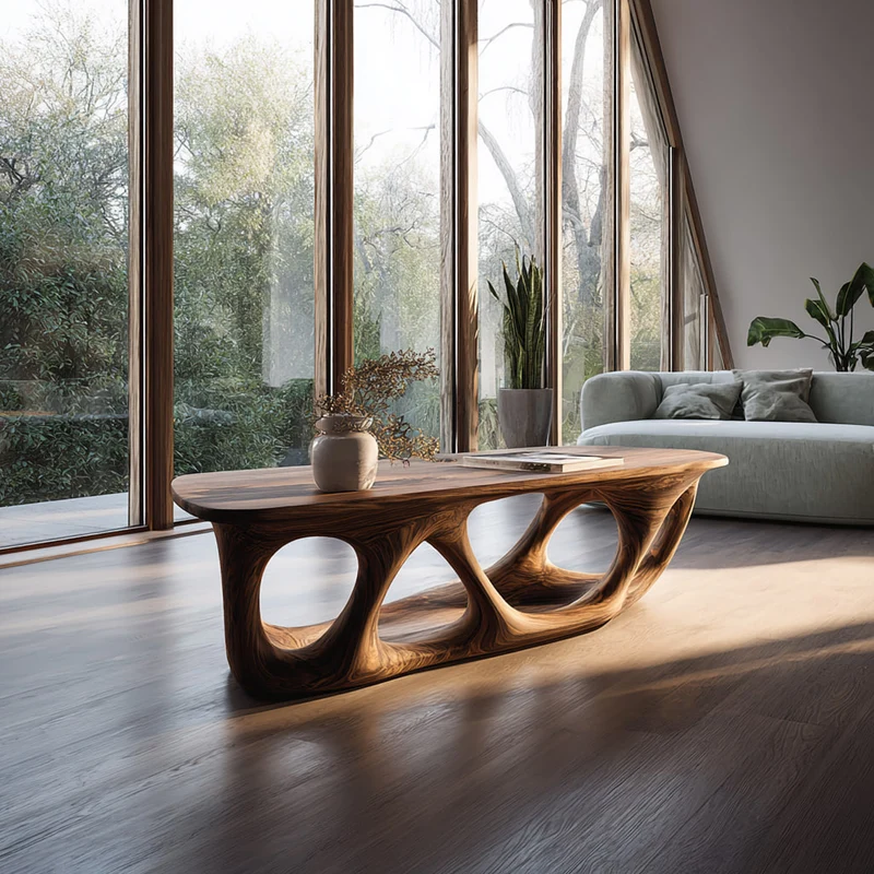 Spry Interior Mid Century Modern Solid Wood Coffee Table, Handmade Living Room Accent Center Table, Model SINLKICF160