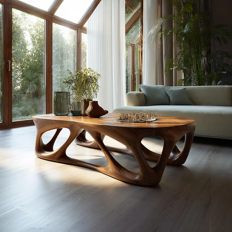 Spry Interior Mid Century Modern Solid Wood Coffee Table, Elegant Living Room Design Accent Table, Model SINLKICF159