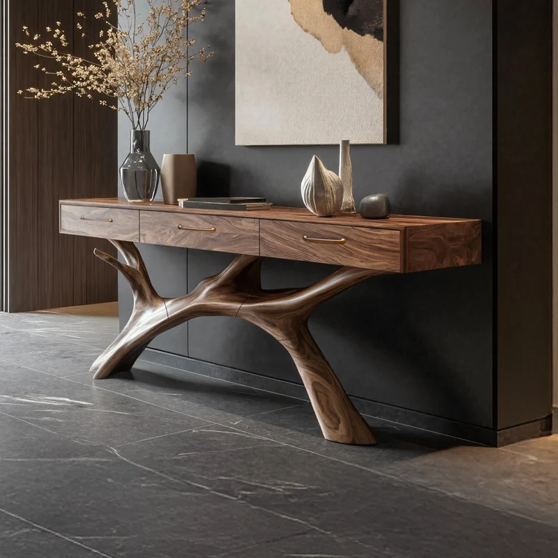 Spry Interior Rustic Live Edge Entryway Table, Solid Wood Console Table for Living Room, Hallway Accent Table, Natural Edge Wood SILDTTNCS009