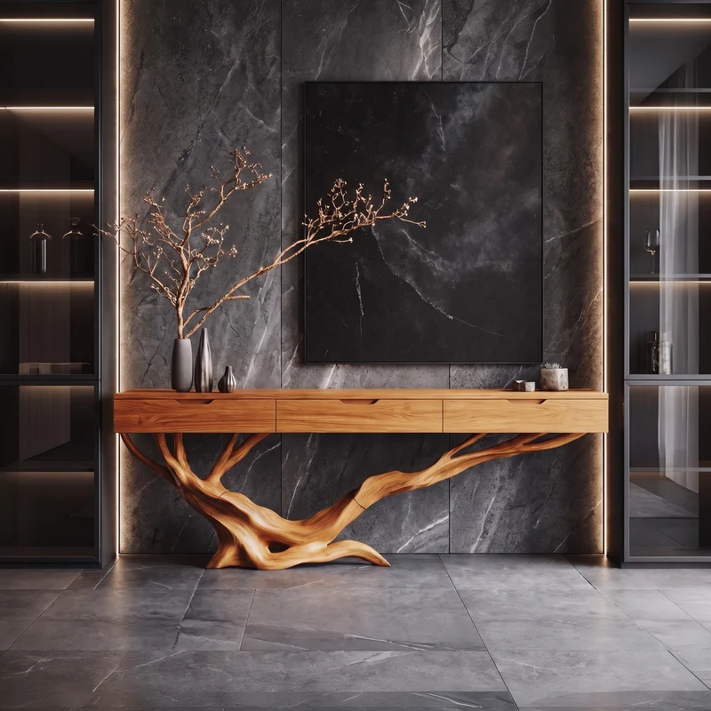 Mid Century Live Edge Entryway Table For Furniture Decor Modern SILDTTNCS006