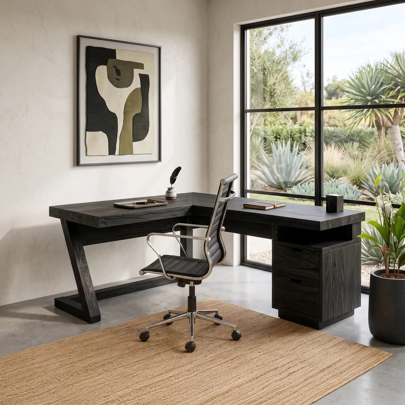 Modern L Shaped Desk With Drawers For Home Office Or Corner Workspace SITHHNDE031