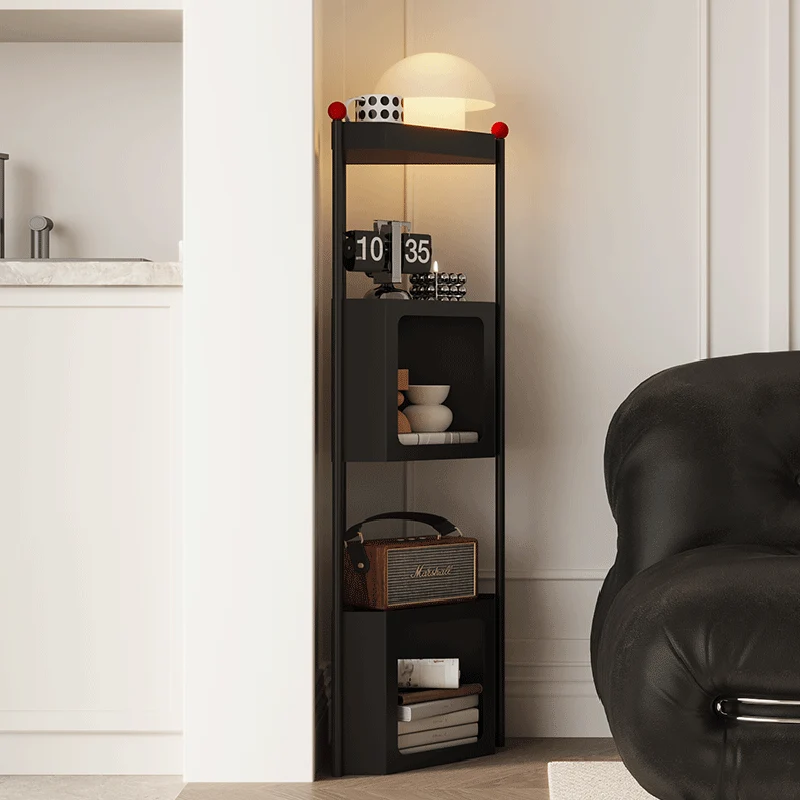 Contemporary Industrial Iron Triangular Floor-Standing Corner Storage Shelf 3-Layer For Living Room