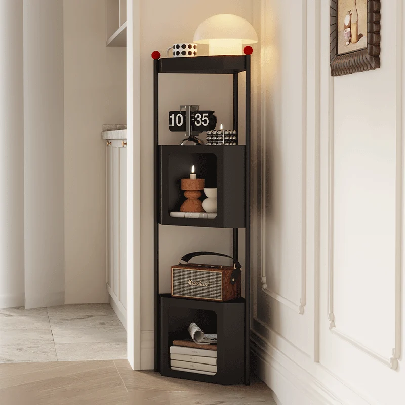 Contemporary Industrial Iron Triangular Floor-Standing Corner Storage Shelf 3-Layer For Living Room