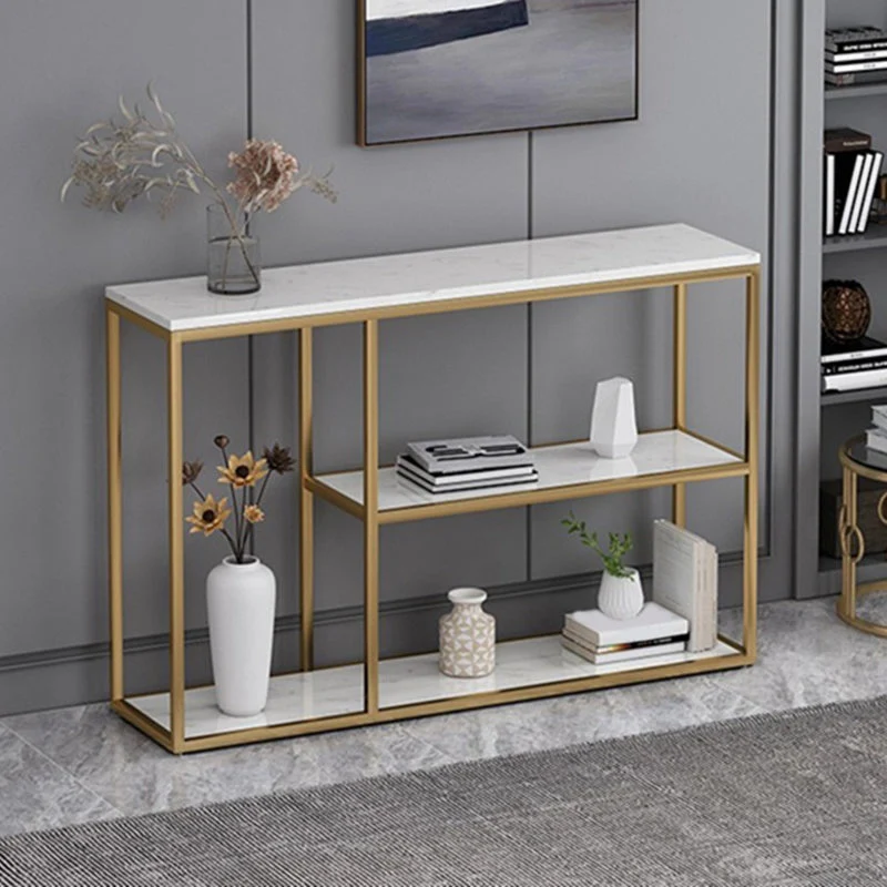 11.8" W Rectangle End Table Storage Slate Glam Console Table