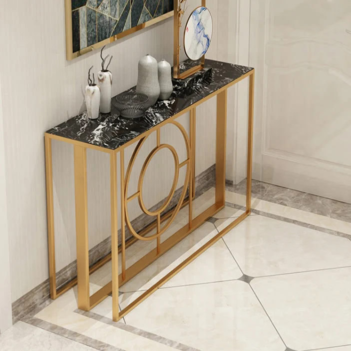 12" W Glam Stone Console Table Rectangle Abstract Accent Table for Hall