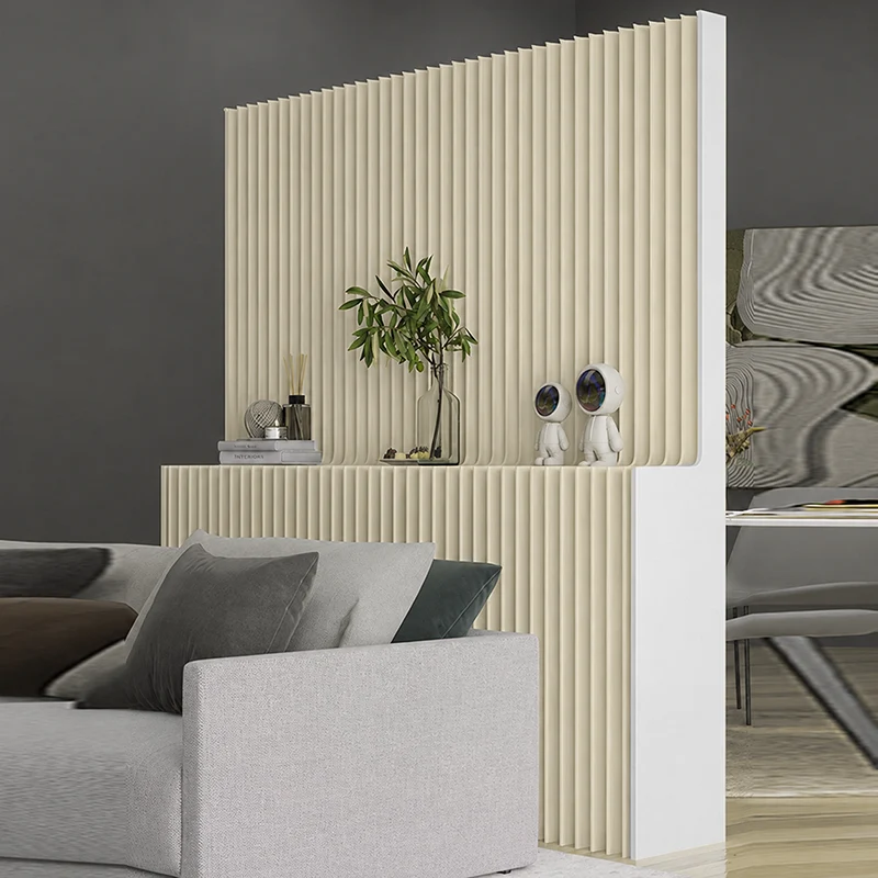 Modern Minimalist Kraft Paper PVC Rectangular Folding Room Divider Shelf Screen For Living Room Office