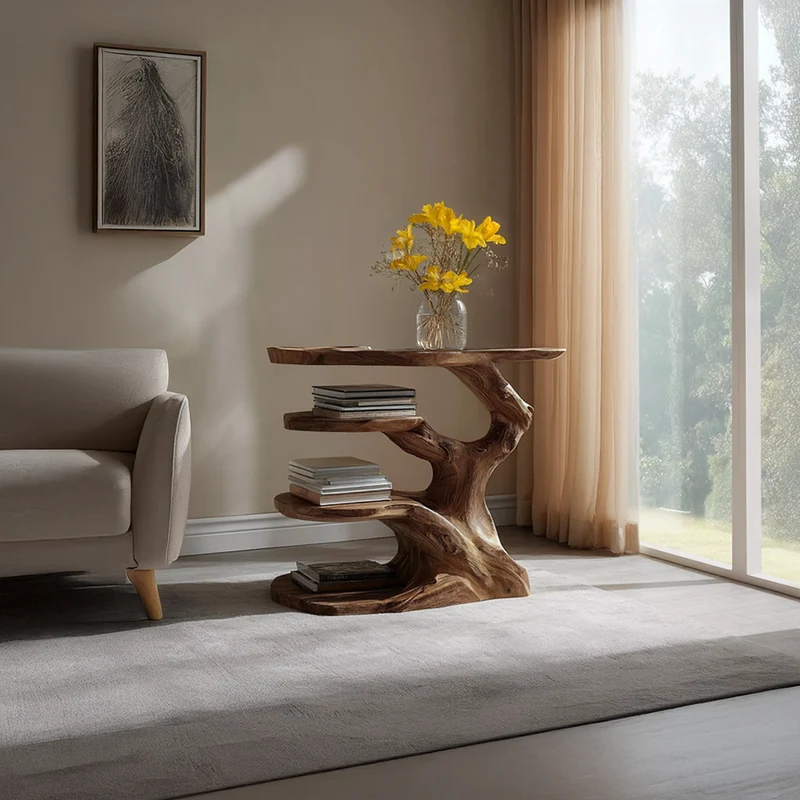 Free Standing Rustic Tree Side Table Bedroom SINLSABT088