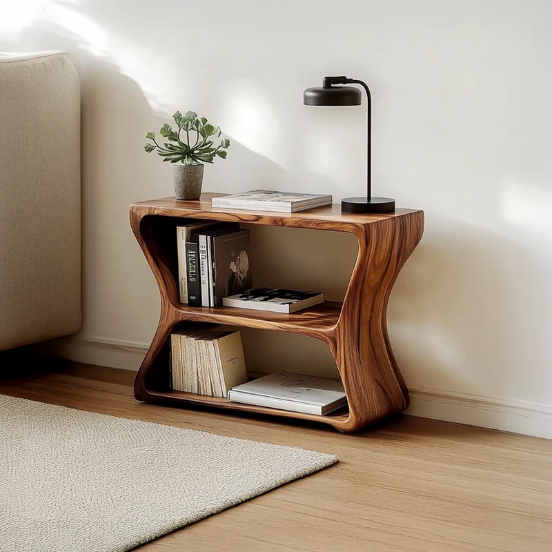 Spry Interior Free Standing Rustic Wood End Table, Natural Edge Side Table for Bedroom Nightstand & Living Room Accent, Handcrafted, SINLSABT087
