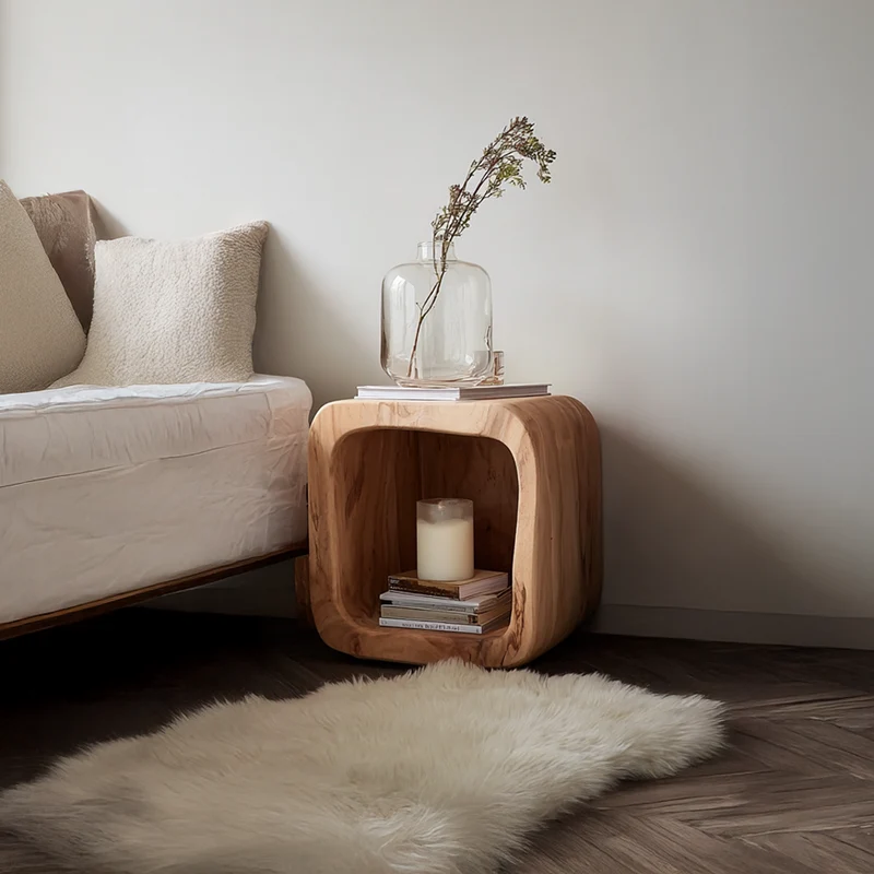 Spry Interior Mid-Century Modern Wood Nightstand, Bedside Table with Storage Drawer for Bedroom Accent, Handcrafted End Side Table, SINLSABT037