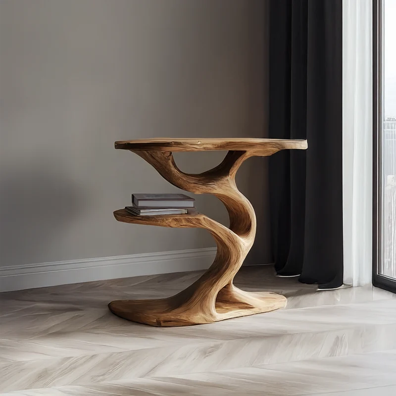 Spry Interior Rustic Tree Slab End Table, Live Edge Wood Side Table for Living Room Sofa, Handmade Natural Accent Table Nightstand, SINLSABT024