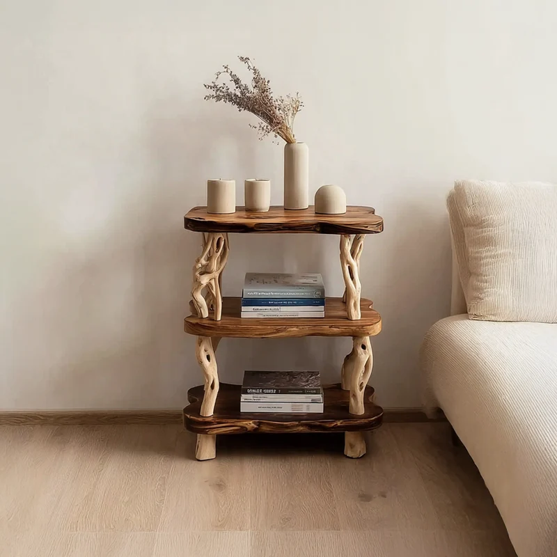 Spry Interior Rustic Wood Bedside Table, Farmhouse Nightstand with Storage for Bedroom, Handcrafted End Table Accent Side Desk, SINLSABT002