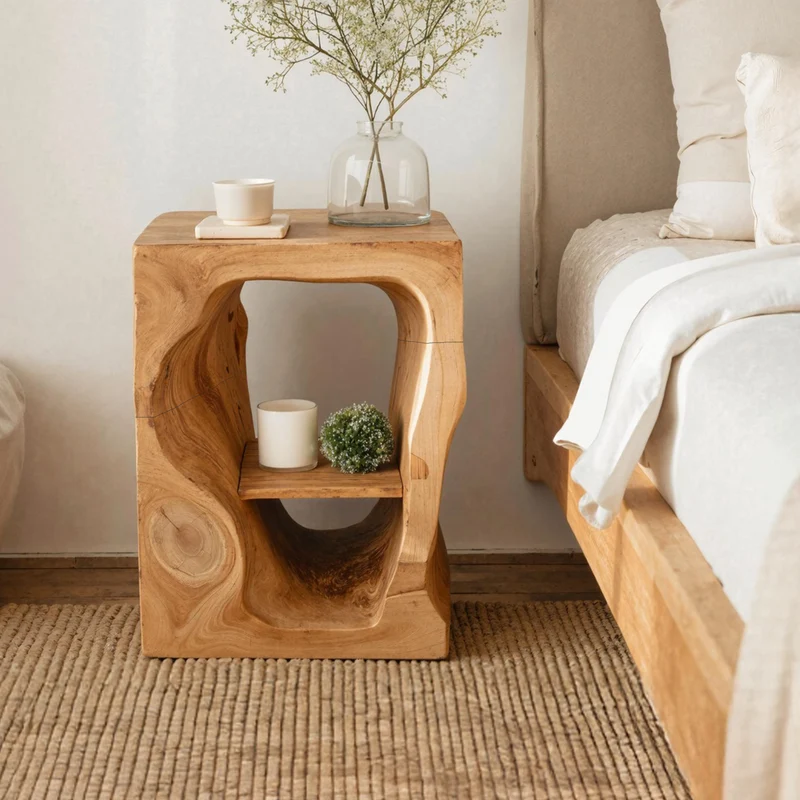 Spry Interior Mid-Century Modern Wood Nightstand, Bedside End Table with Storage Drawers for Chic Bedroom Furniture Decor, SILDTTNNS013