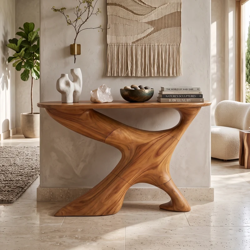 Spry Interior Handcrafted Solid Wood Foyer Table, Entryway Hallway Console Table Accent Furniture Decor, SILDTTNCS207