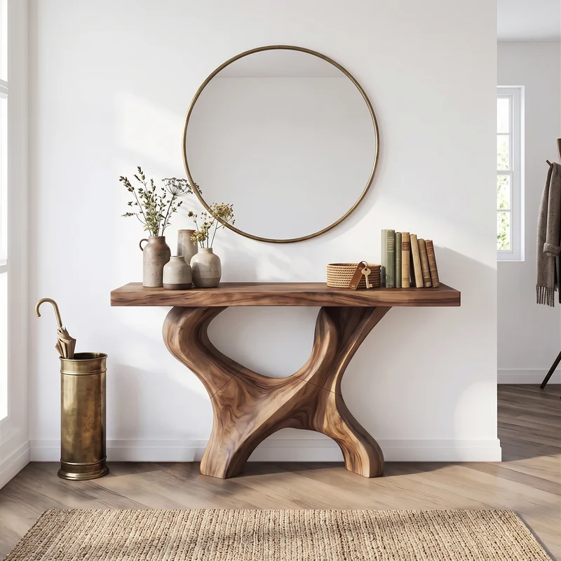 Spry Interior Handcrafted Solid Wood Console Table, Rustic Entryway Storage Cabinet & Hallway Accent Furniture Decor, SILDTTRCS239