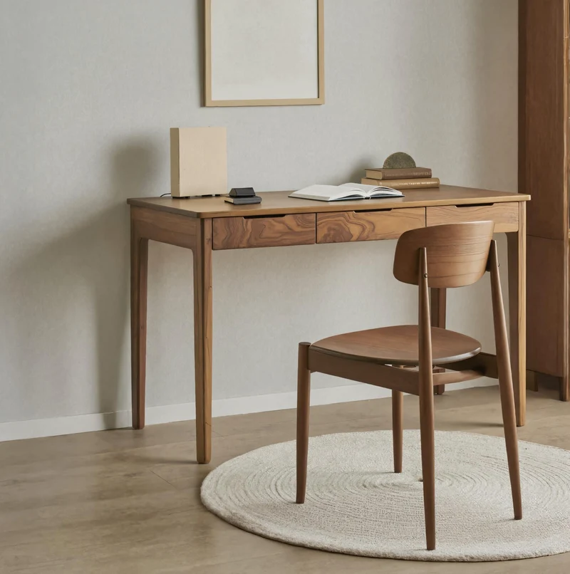Spry Interior Mid-Century Solid Wood Writing Desk, Modern Handcrafted Computer Table, Study Desk for Home Office Workspace SITHHNDE034