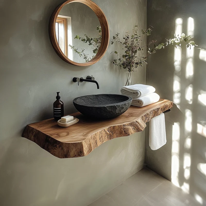 Spry Interior Rustic Floating Shelf, Farmhouse Bathroom Vanity, Solid Wood Washroom Single Sink Console Support Shelf SINLBRV116