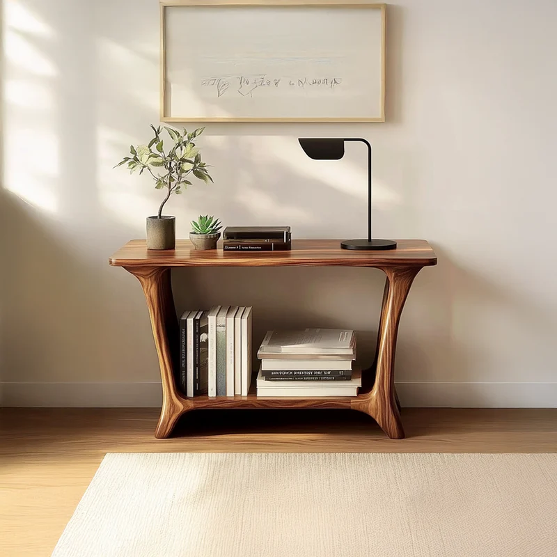 Spry Interior Mid-Century Side Table, Solid Wood End Table & Bedside Nightstand with Storage Shelf for Living Room Decor SINLSABT107