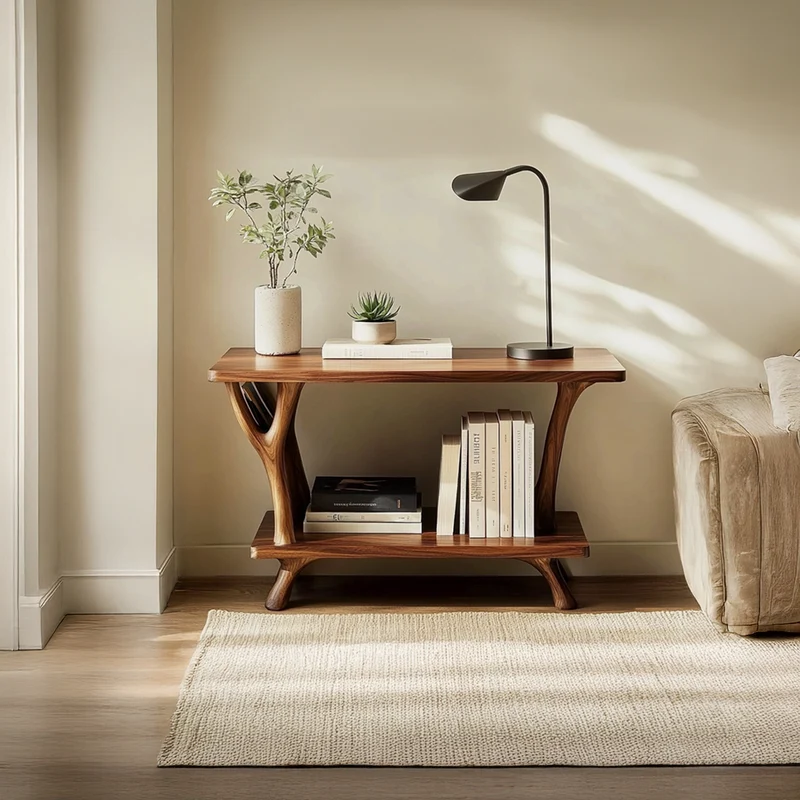 Spry Interior Mid-Century Modern Side Table, Solid Wood End Table for Living Room Sofa & Accent Nightstand, Handcrafted Wooden Furniture, SINLSABT104