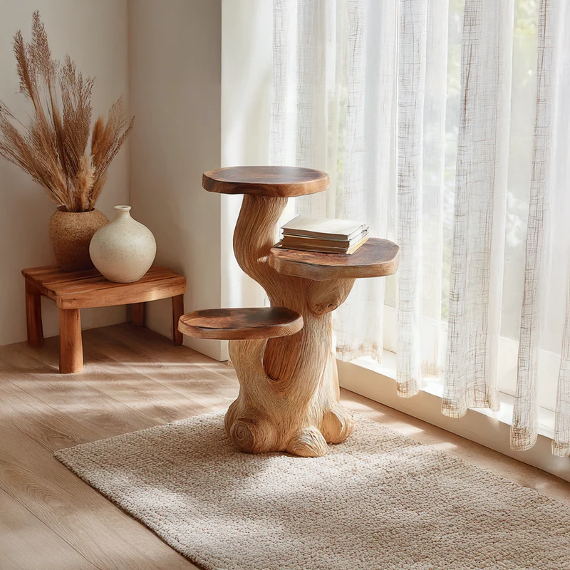 Rustic Mushroom Side Table Reading Nook SINLSABT102