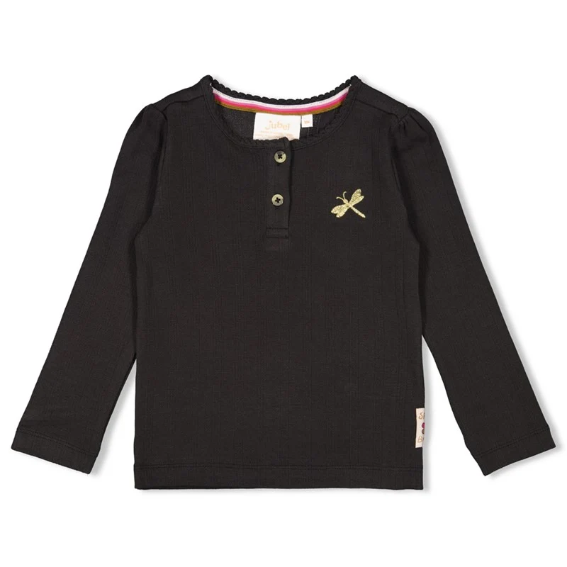 Jubel-Ajour geripptes Longsleeve - Shine Bright-Anthrazit
