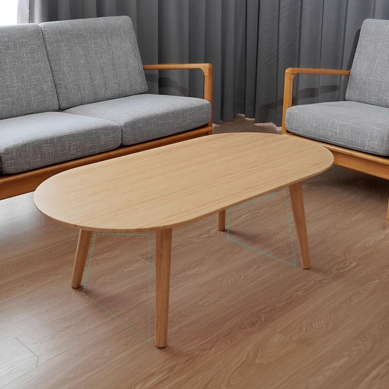 Natural Nan Bamboo Oval Coffee Table - Contemporary Nordic Durable Living Room Table