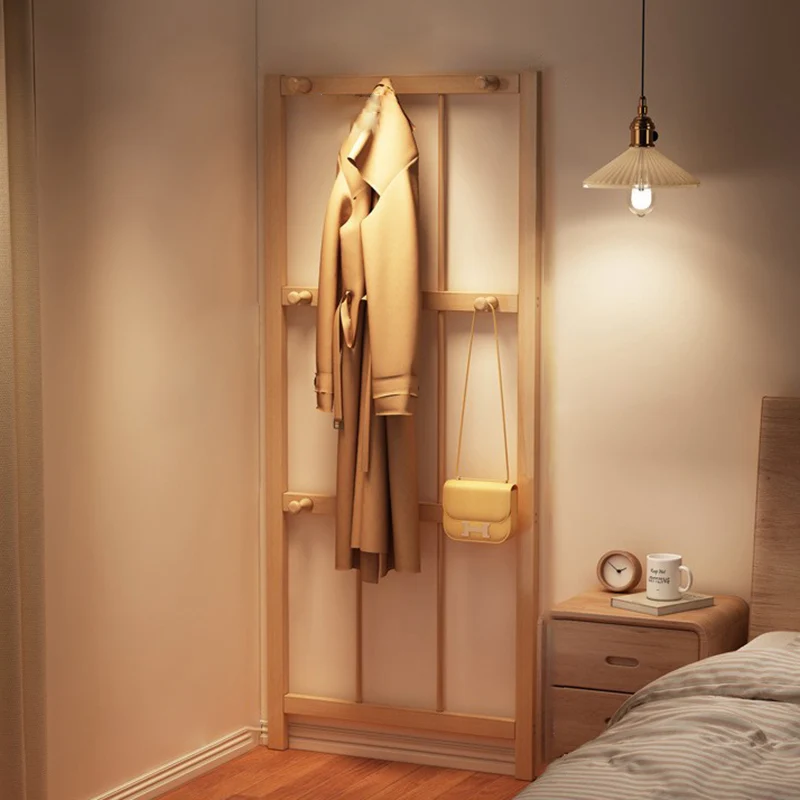 Modern Minimalist Pine Rectangular Floor Coat Rack - Hall Tree With 9/18 Hooks For Bedroom
