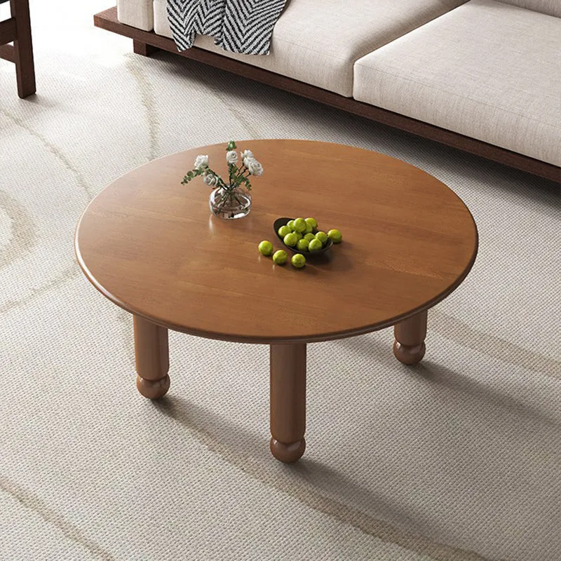 Contemporary Retro Round Rubberwood Coffee Table For Living Room
