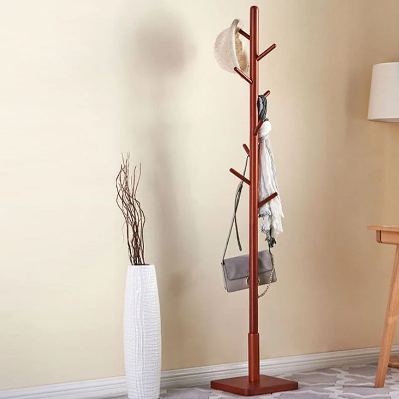 69" Tall Hall Tree with Hooks Hall Stand Modern Solid Wood Coat Hanger