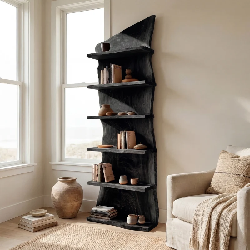 Spry Interior Modern Wooden Standing Shelf, Contemporary Tiered Bookcase, Sleek Storage Organizer Display Rack for Home Decor - RTTHHNSS006