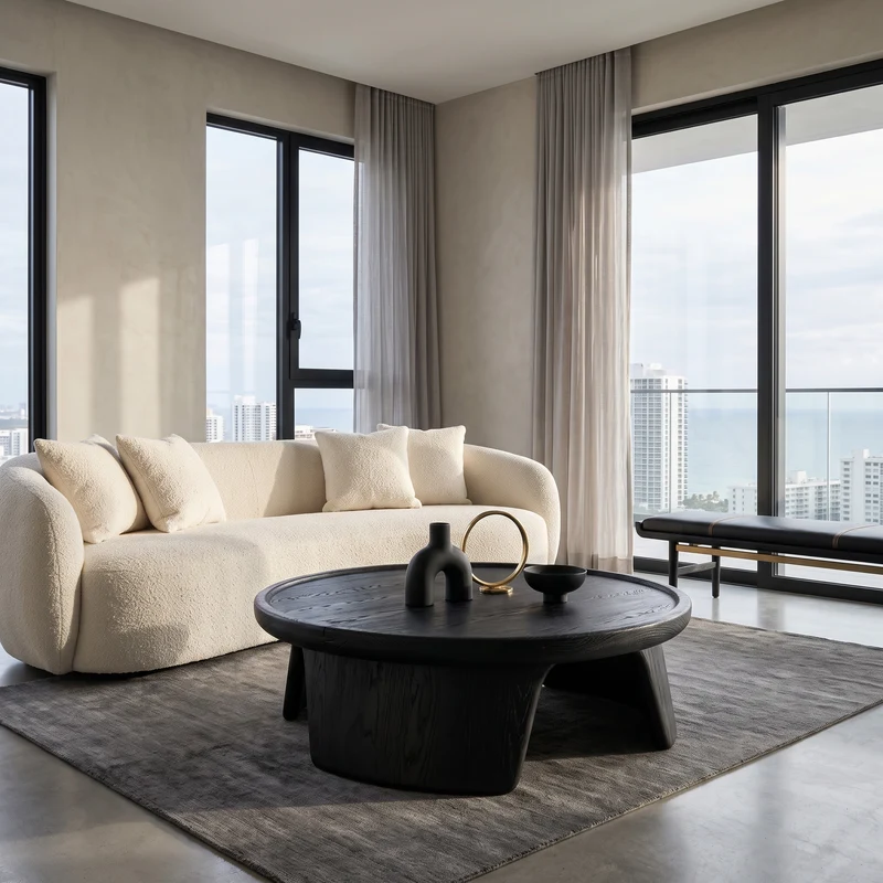 Spry Interior Modern Wooden Coffee Table with Triple Pedestal Base, Unique Round Wood Center Table for Living Room, Model RTTHHNCF070