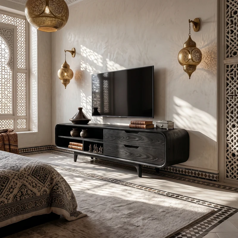 Spry Interior Luxury Walnut TV Cabinet & Media Console, Elegant Master Suite TV Stand with Storage Cupboards, Solid Wood, SILDTTRTVC093