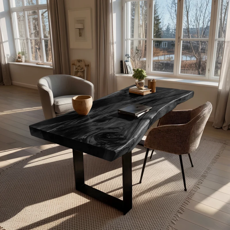 Spry Interior Handcrafted Solid Wood Tabletop Replacement, Rustic Live Edge Thick Wooden Slab Board for Custom Desk & Coffee Table, SILDTTNDE007