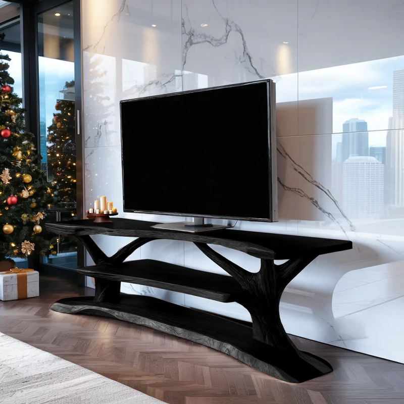 Spry Interior Modern Solid Wood TV Console, Contemporary Media Center & Entertainment Stand for Living Room Furniture, SILDTTRCTV044