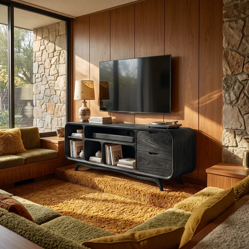 Spry Interior Organic Modern TV Stand, Solid Wood Minimalist Media Console & Entertainment Center Credenza, SILDTTRTVC080