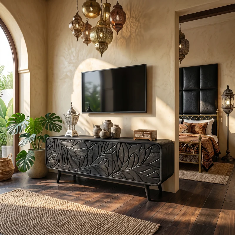 Spry Interior Coastal Modern TV Cabinet, Solid Wood Media Console & Low Profile Sideboard for Beach House, SILDTTRTVC076
