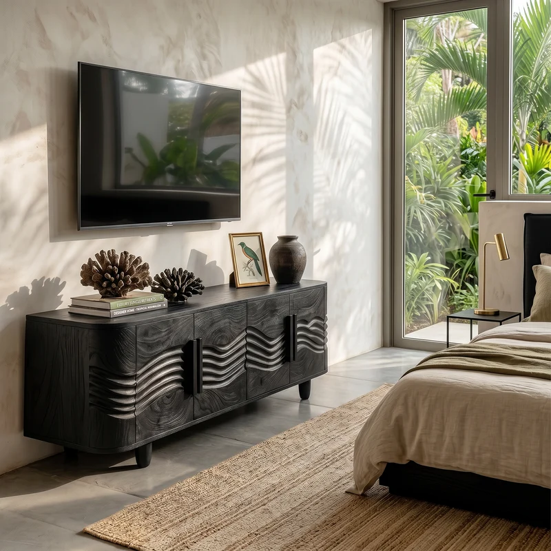 Spry Interior Minimalist Floating TV Cabinet, Modern Wall-Mounted Solid Wood Media Console Shelf, SILDTTRTVC072