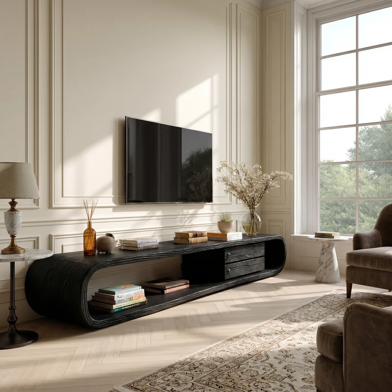 Spry Interior Luxury Monkeypod Media Console, Solid Wood TV Stand & Living Room Entertainment Center, SILDTTRTVC070