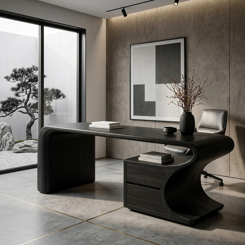 Modern Sculptural Desk With Drawers For Home Office And Studio SITHHNFLD004