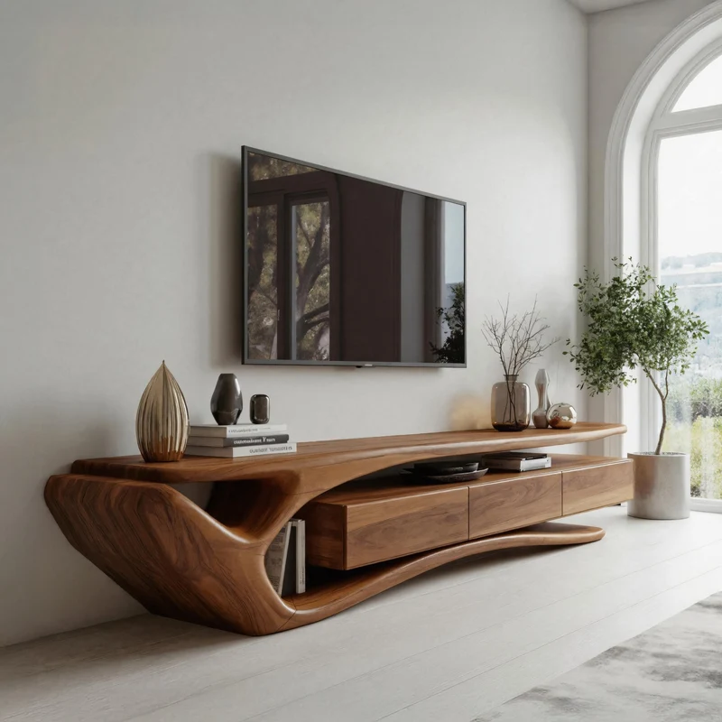 Spry Interior Contemporary TV Stand, Mid-Century Modern Solid Wood Media Console & Entertainment Center for Living Room, SITHHNTVC014