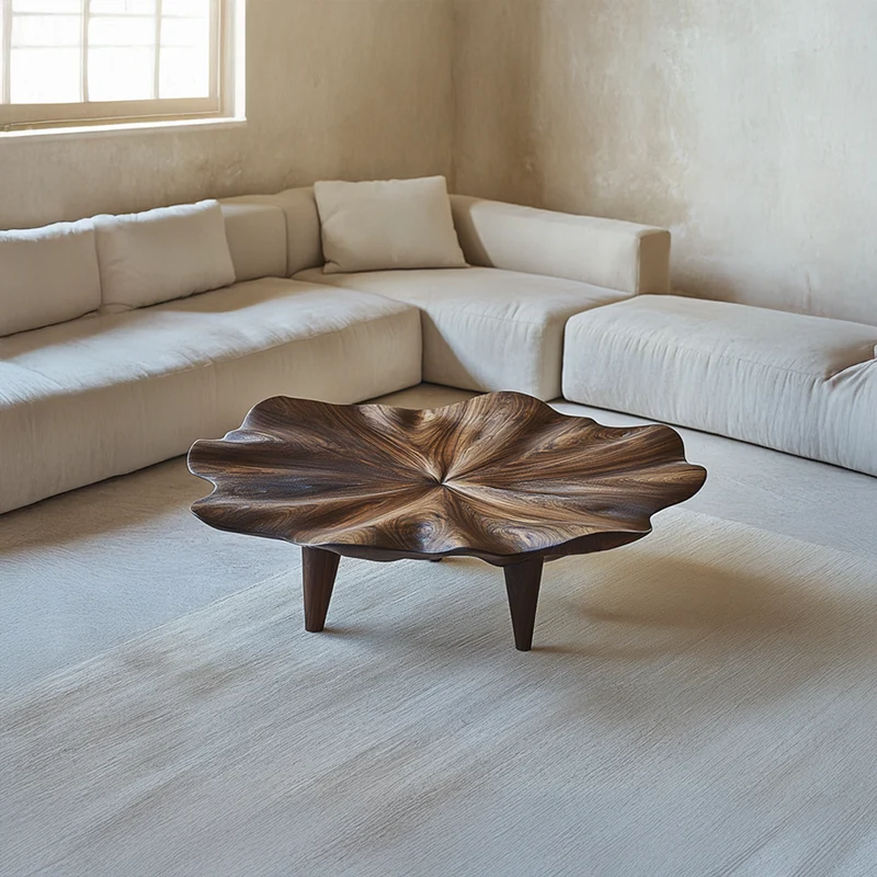 Spry Interior Rustic Organic Coffee Table, Handcrafted Solid Wood Natural Edge Center Table for Living Room & Lounge, SINLSACF189