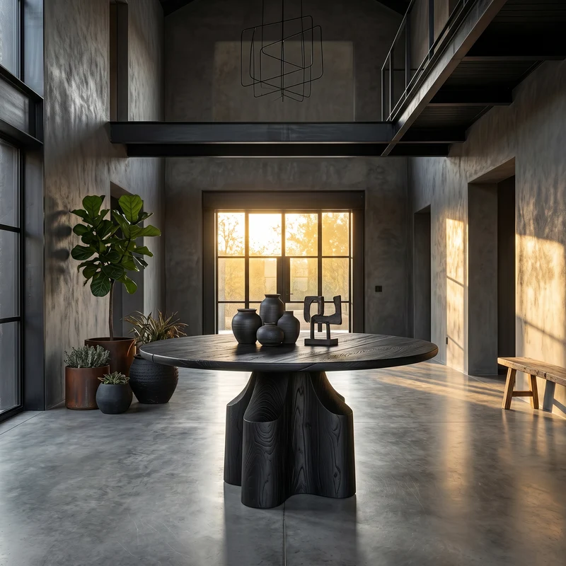 Spry Interior Contemporary Foyer Table, Sculptural Solid Wood Pedestal Entryway Console & Hallway Table, SINLSAFT037