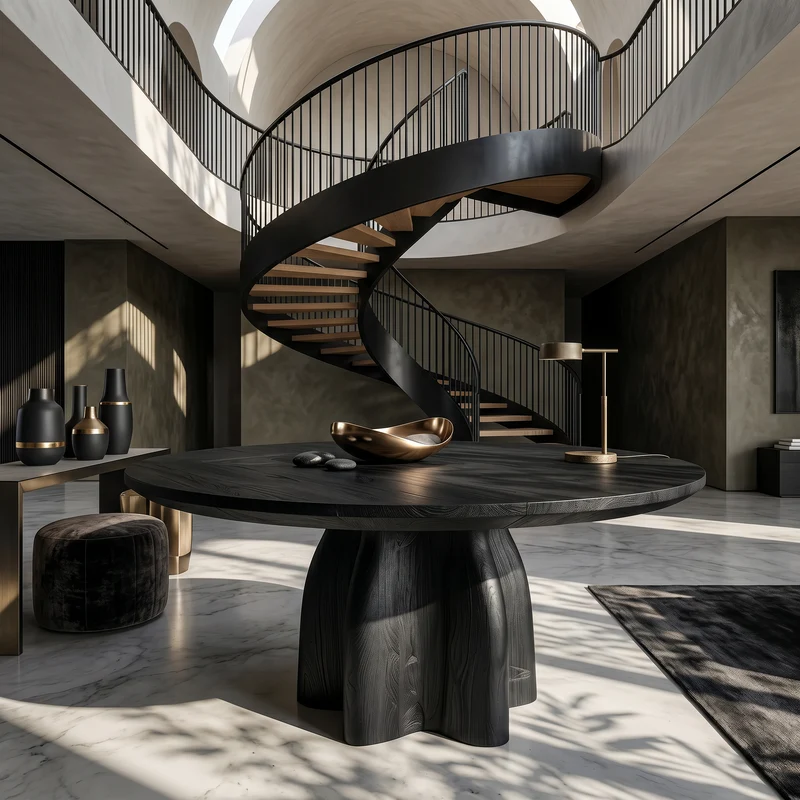 Spry Interior Organic Foyer Table, Sculptural Solid Wood Pedestal Entryway Console & Hallway Accent Table, SINLSAFT036