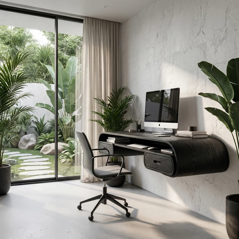 Spry Interior Minimalist Wall Mounted Desk with Drawers, Floating Solid Wood Writing Laptop Desk for Home Office & Study - SINLHADK125