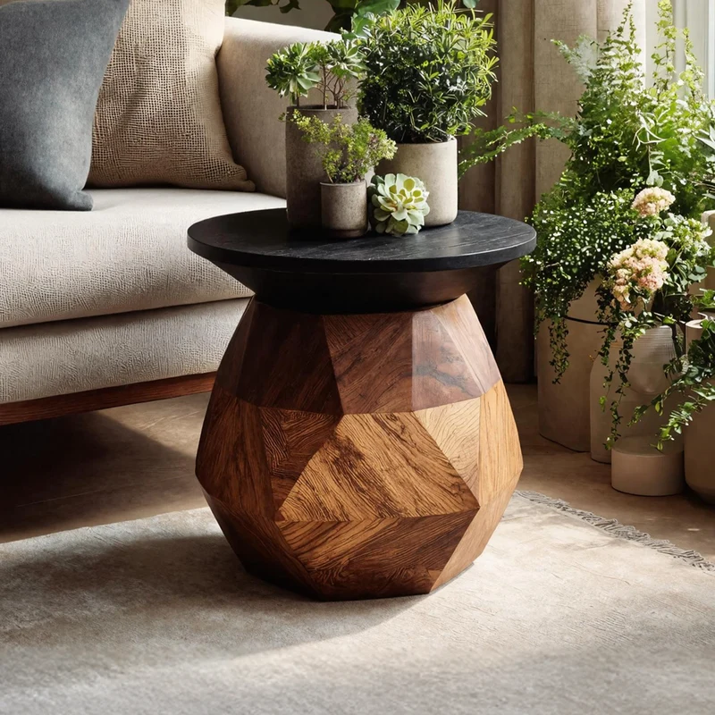 Spry Interior Modern Solid Wood End Table, Minimalist Block Side Table & Bedside Nightstand for Contemporary Living Room Decor, SILDTTNSTA001