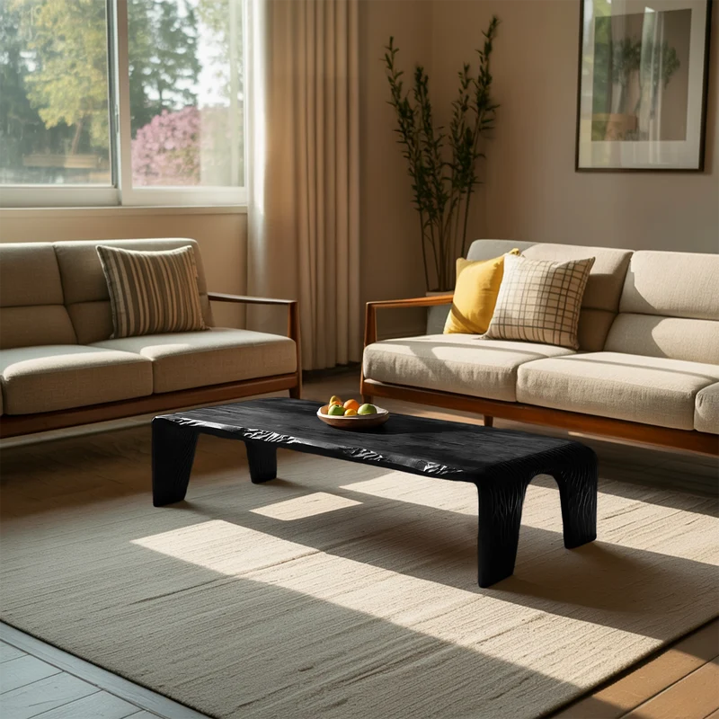 Spry Interior Farmhouse Handcrafted Live Edge Coffee Table, Rustic Solid Wood Slab Accent Table for Living Room Decor, SILDTTRCF096