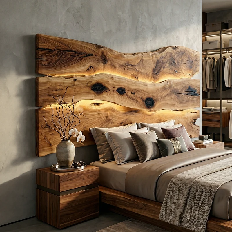 Modern Live Edge Headboard For Luxury Bedroom Interior Decor SILDTTRHB001