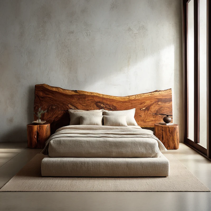 Minimalist Live Edge Wood Headboard For Organic Neutral Bedroom SILDTTRHB013