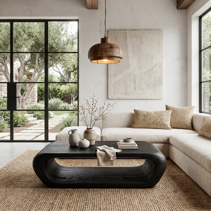 Organic Coffee Table With Open Storage For Living Room SINLHACF372