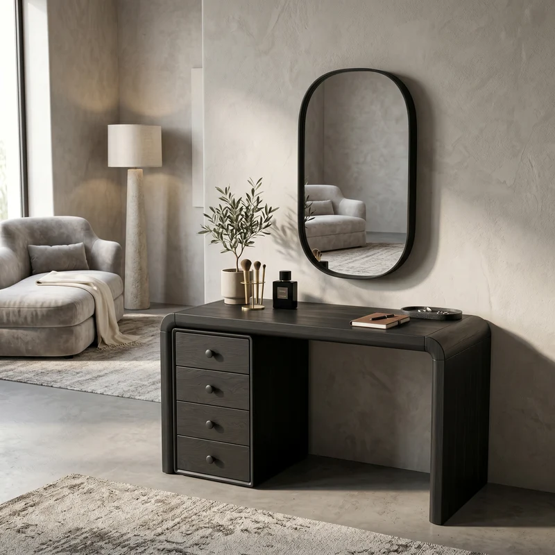 Mid Century Makeup Vanity With Drawer Storage For Bedroom SINLSABDT072