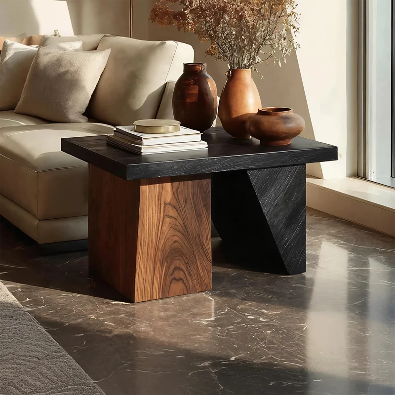 Spry Interior Modern Solid Wood End Table, Natural Oak Finish Accent Pedestal Nightstand for Living Room and Entryway, SILDTTNSTA037